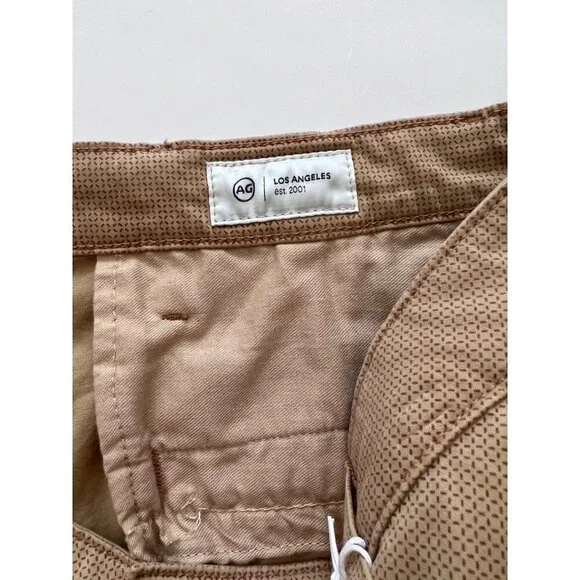 Adriano Goldschmied Shorts The Wanderer Slim Short Zip Fly Tan Print Men Sz 35R - Picture 2 of 4